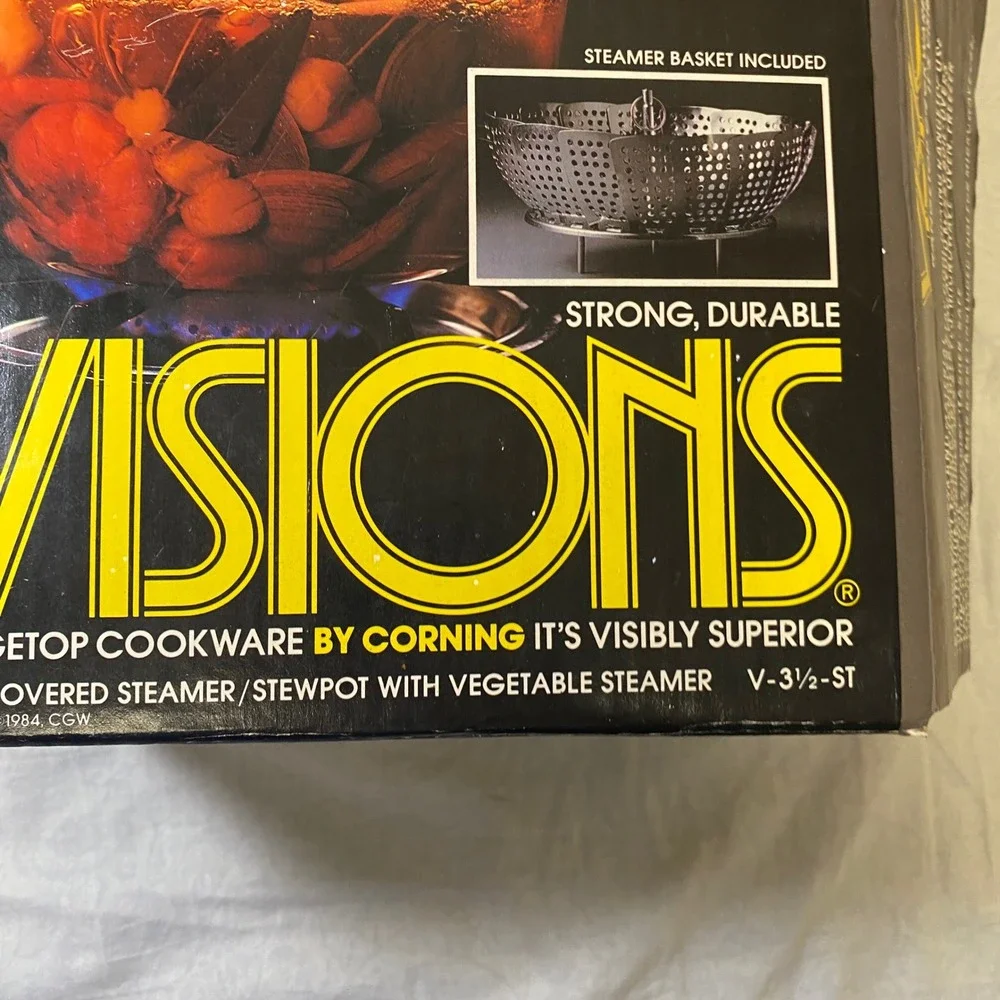 Corning Visions V-3½-ST 3.5 Qt Steamer Stewpot NOS Open Box Made France Mid 80s